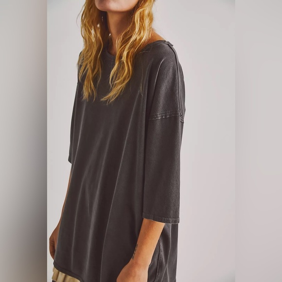 NEW Free People Care FP Harvey Tee In Washed Black - Picture 2 of 16